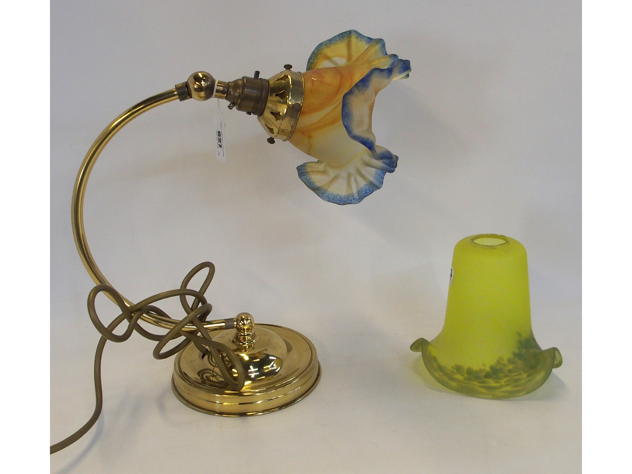 Appraisal: A table lamp with Vianne glass shade in yellow blue