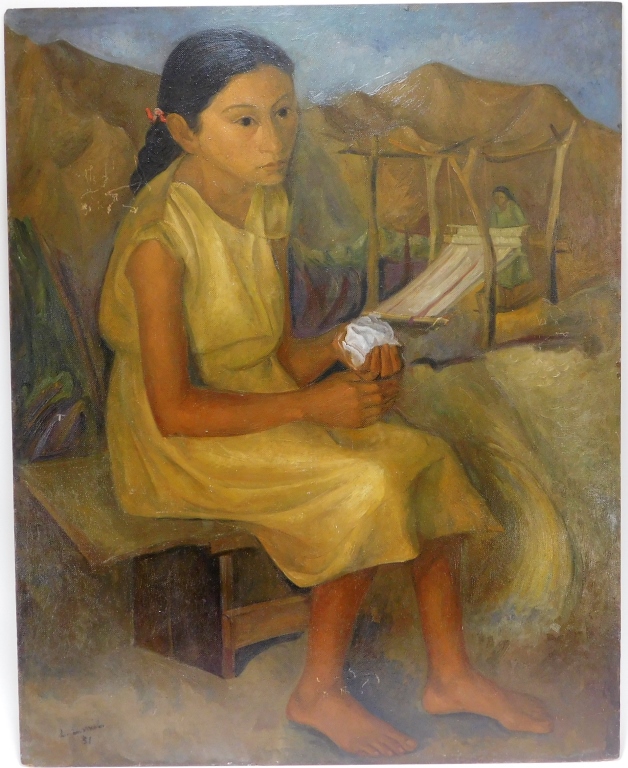 Appraisal: LUIS LUSNICH O B SOCIAL REALIST PAINTING OF A GIRL