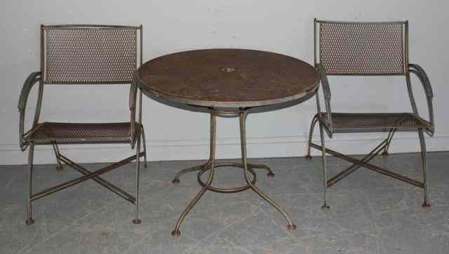 Appraisal: Midcentury Iron Table And Chairs Great lines From an Oyster