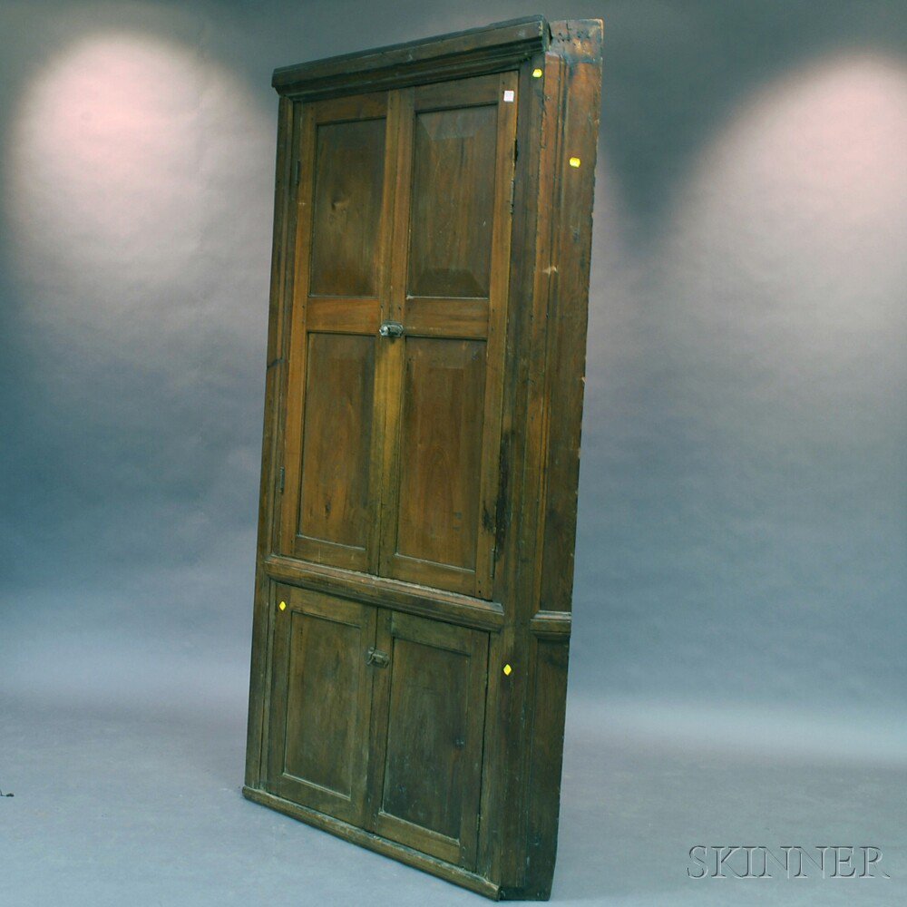 Appraisal: Country Walnut Corner Cupboard possibly southern United States th century