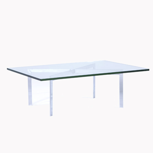 Appraisal: LAVERNE Attr Coffee table with glass top on steel X-base