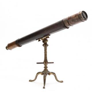 Appraisal: th Century French Library Telescope on Stand brass tube with