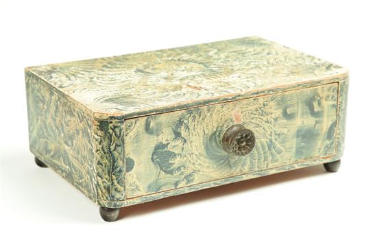 Appraisal: DECORATED DRESSER BOX New England - pine Single divided drawer