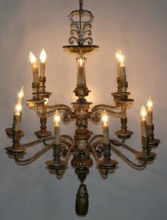 Appraisal: -tier -arm acanthus scroll silver finish chandelier h x w