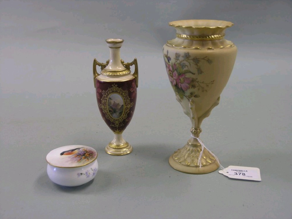 Appraisal: A Royal Worcester vase floral design against an ivory ground