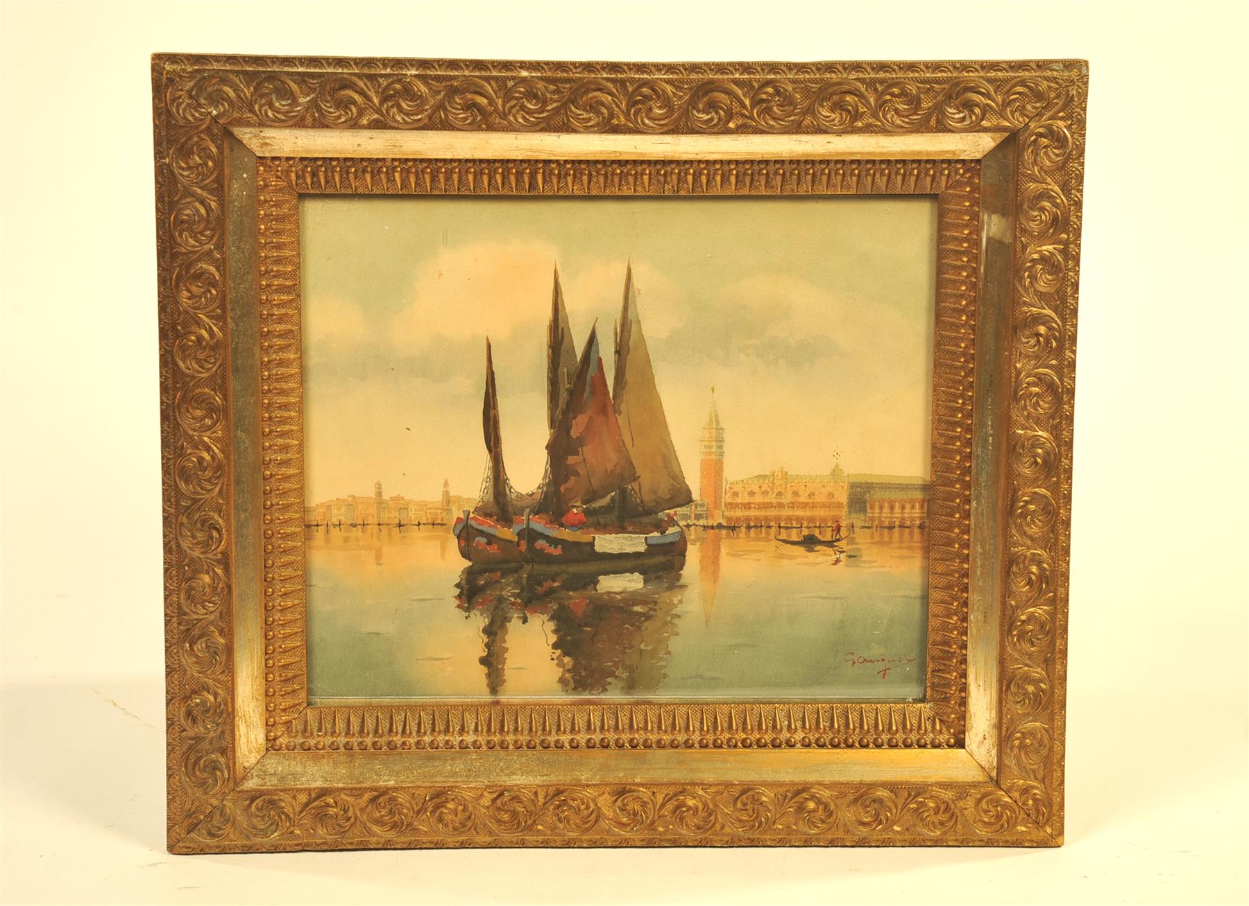 Appraisal: FRAMED WATERCOLOR OF VENICE WITH ILLEGIBLE SIGNATURE European st quarter-