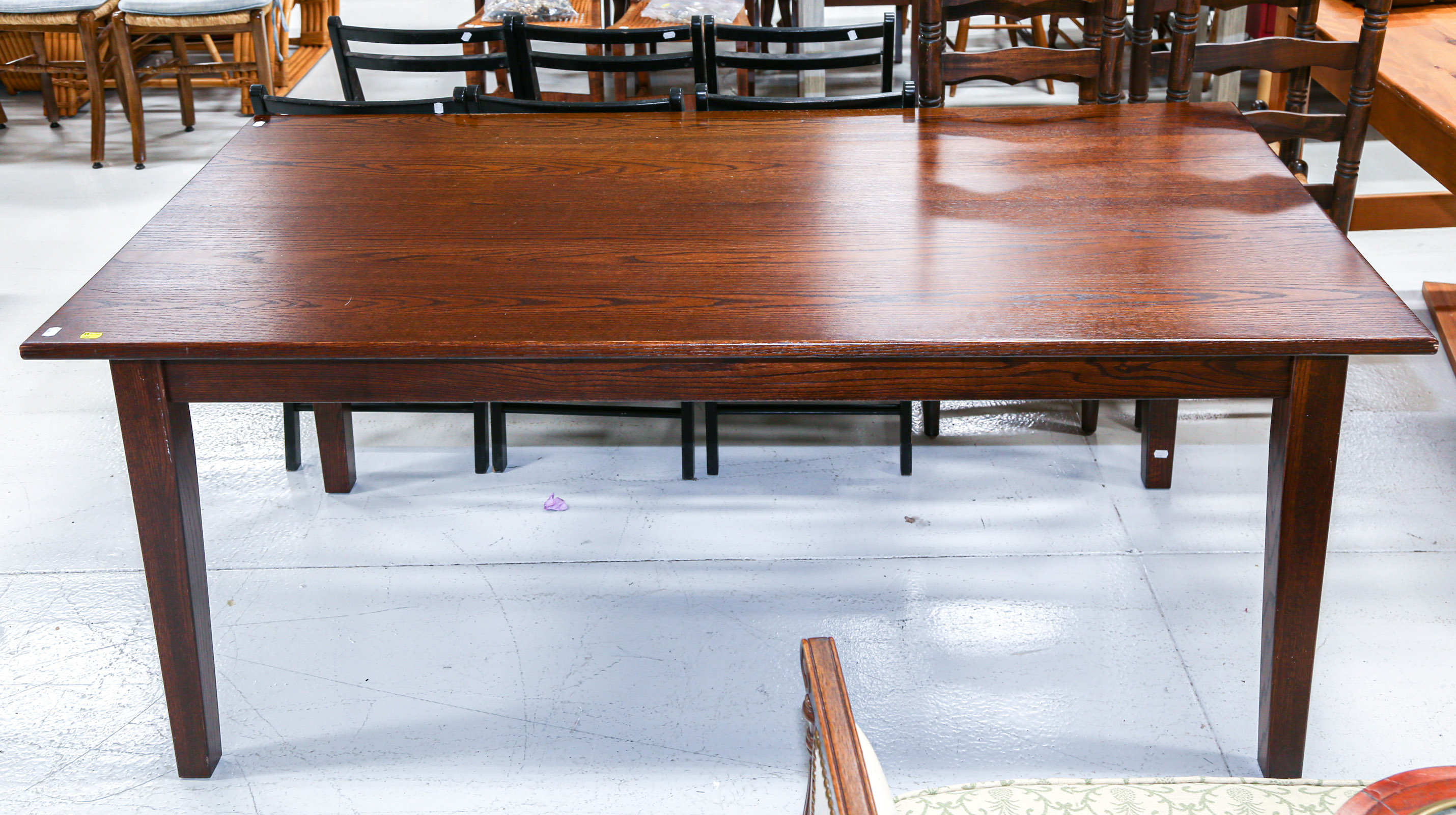 Appraisal: MISSION STYLE OAK LIBRARY TABLE Modern in H in W