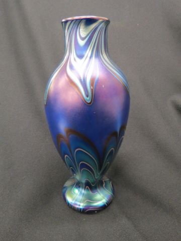 Appraisal: Orient and Flume Art Glass Vase rich blue iridescent finish