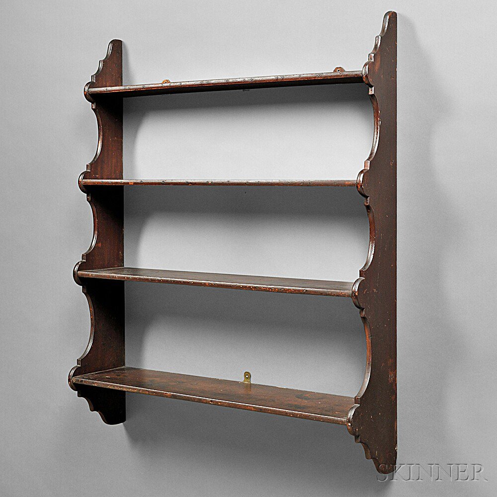 Appraisal: Large Mahogany and Pine Wall Shelf New England early th