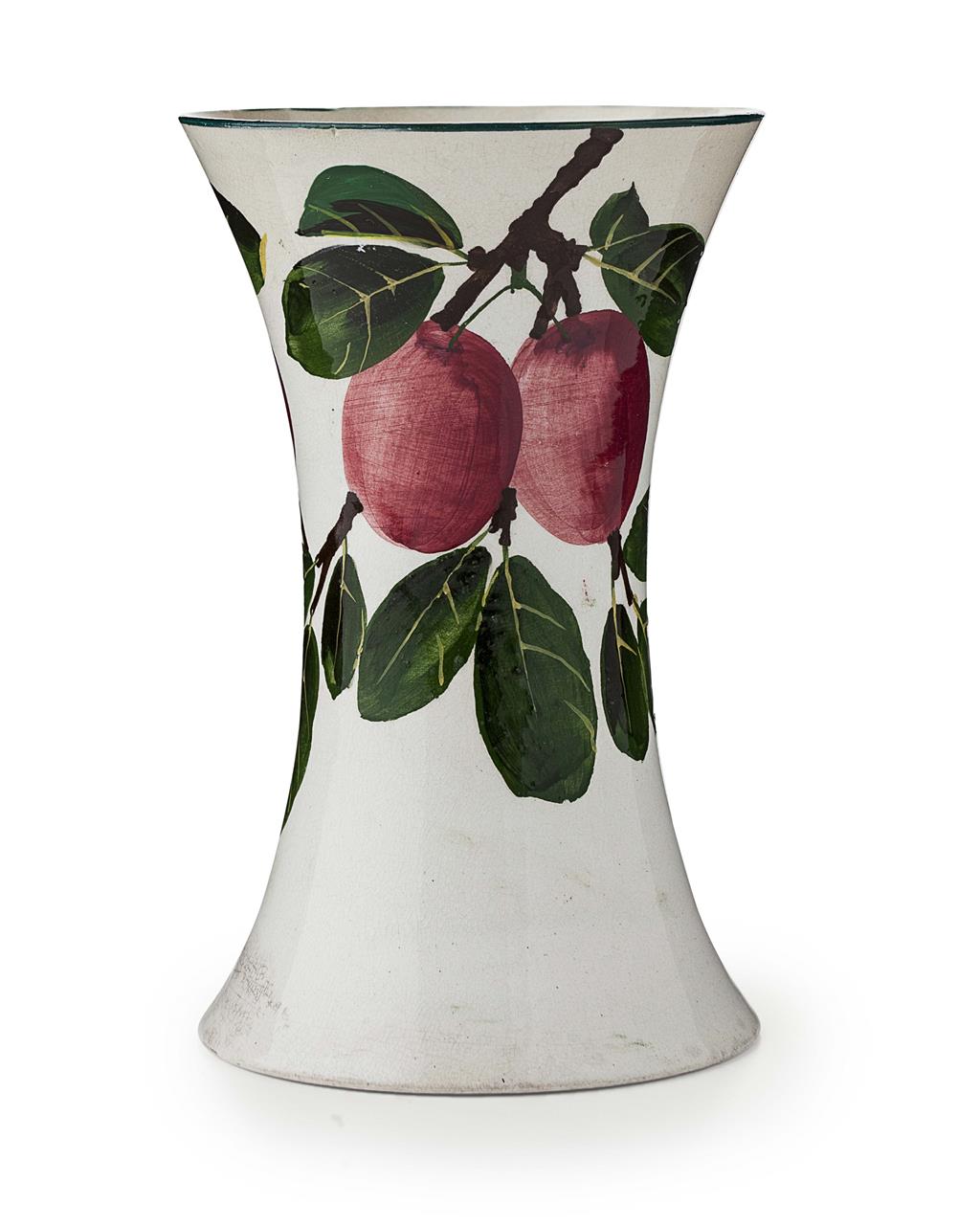 Appraisal: WEMYSS WARE A MEDIUM 'RED PLUMS' BEAKER VASE EARLY TH