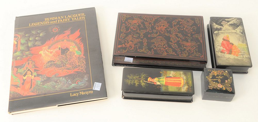 Appraisal: Group of Four Russian Lacquer Boxes legends and fairy tale