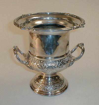 Appraisal: A silver plated campana wine cooler