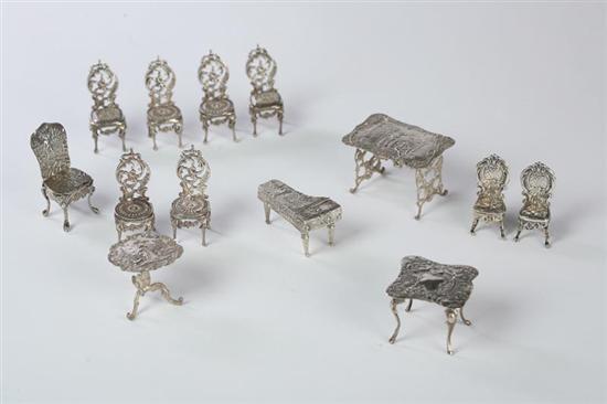 Appraisal: THIRTEEN PIECES OF MINIATURE FURNITURE European th and th century