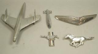 Appraisal: Metal Car Mascots Hood ornaments Trim Ford Mustangs Streamline piece