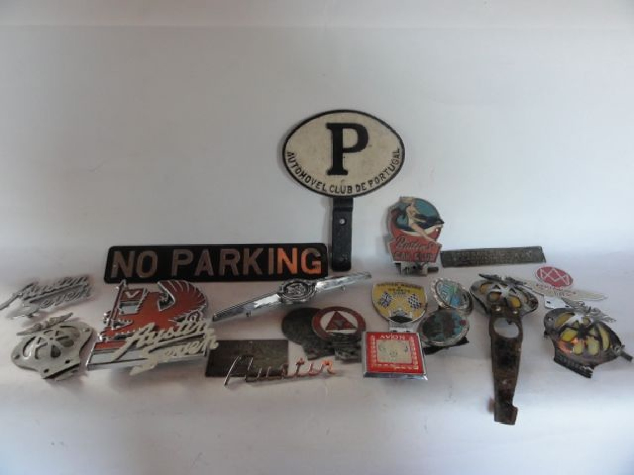 Appraisal: A collection of automobile radiator badges to include a Morris