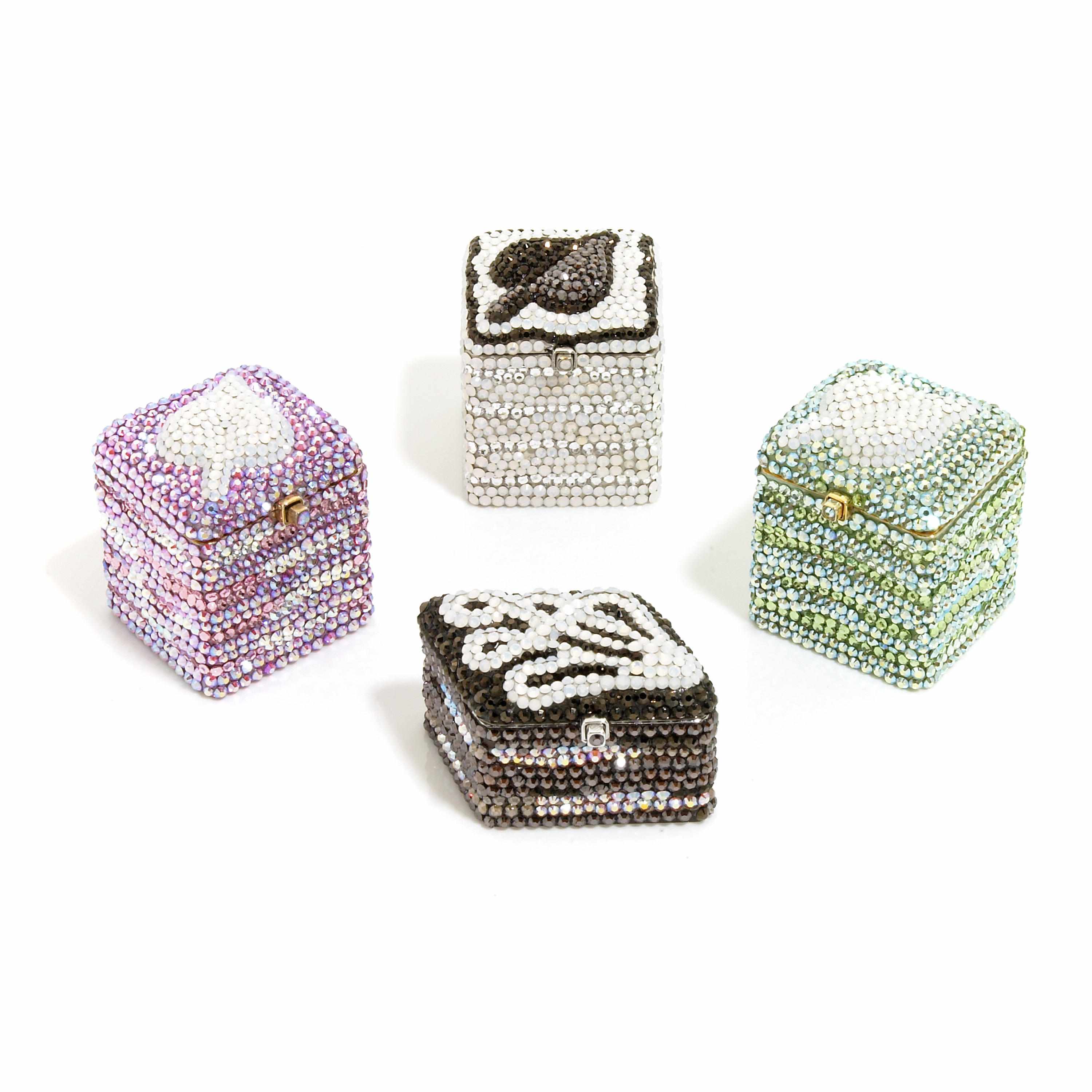 Appraisal: A collection of crystal pillboxes Judith Leiber comprising petit four