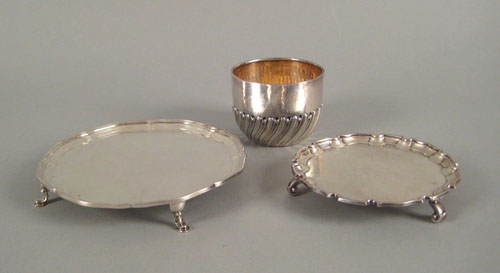 Appraisal: Two English silver salvers ca by Crichton together with a