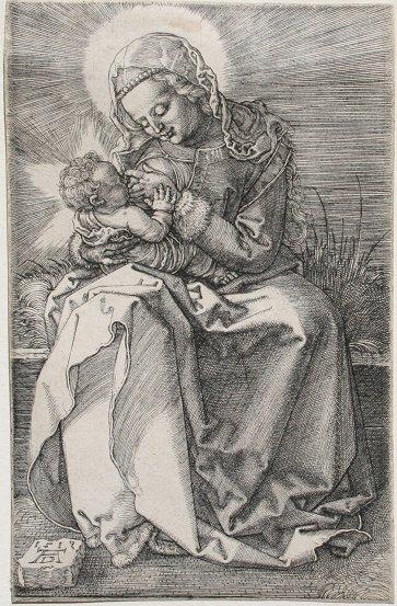 Appraisal: DURER Albrecht German - Madonna Nursing Engraving x '' hinge