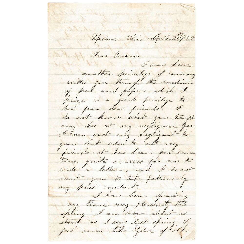 Appraisal: April -Dated Letter Mourning the Assassination of President Abe Lincoln