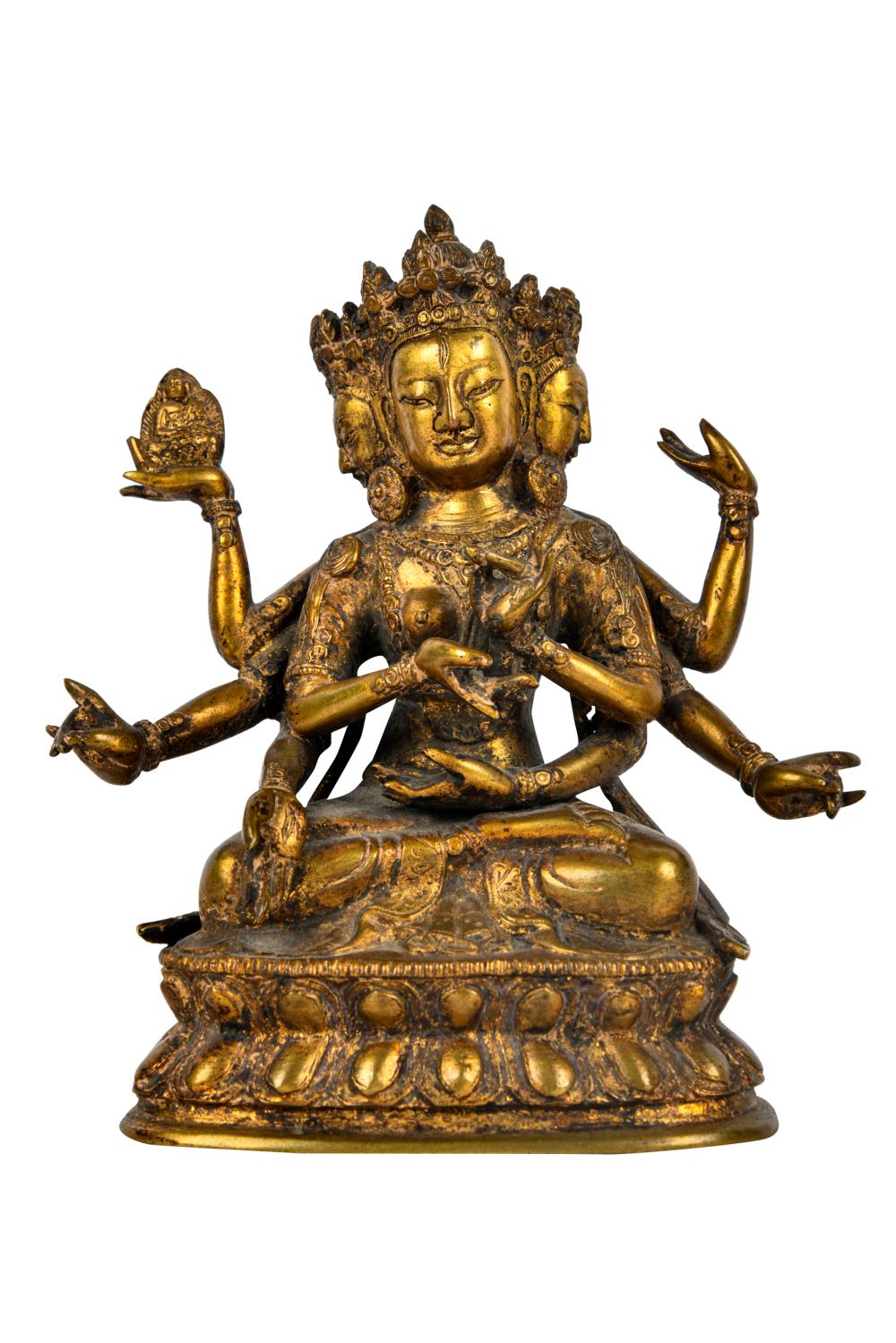 Appraisal: CHINESE GILT BRONZE DEITYCondition with areas of wear to gilding