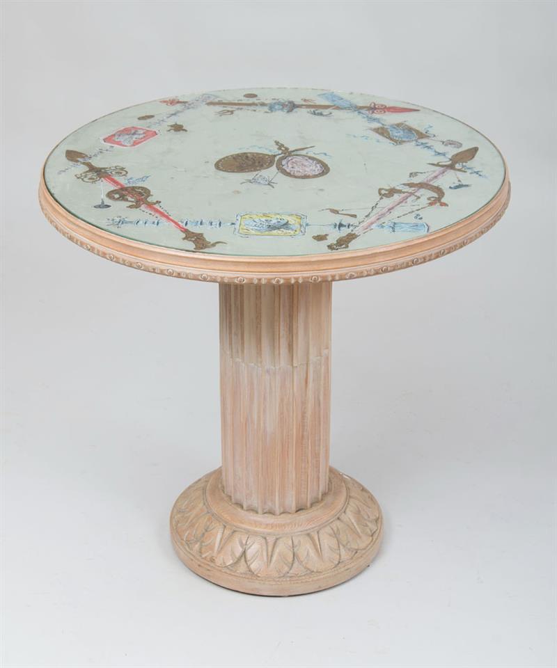 Appraisal: Grosfeld House Verre glomis and White-Washed Pine Table Unmarked x