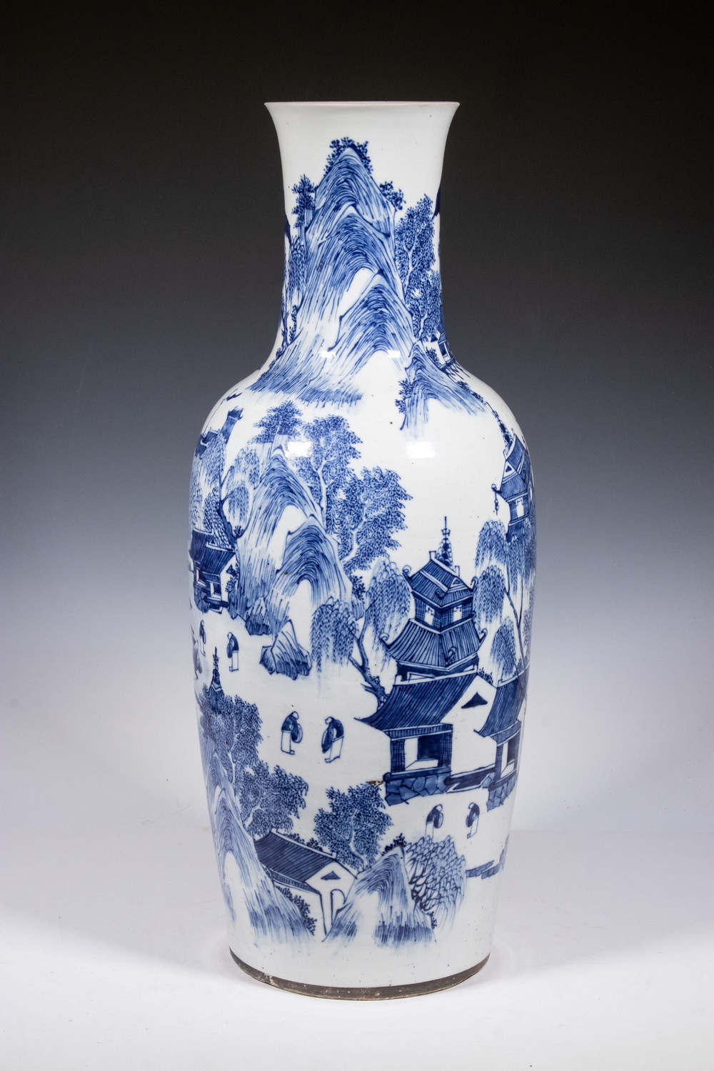 Appraisal: CHINESE FLOOR VASE Large Blue and White Porcelain Baluster Floor