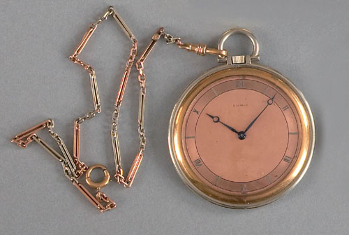 Appraisal: E Gubelin gold pocket watch having Roman numerals together with