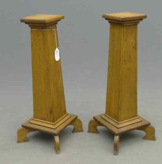 Appraisal: Pair oak pedestals