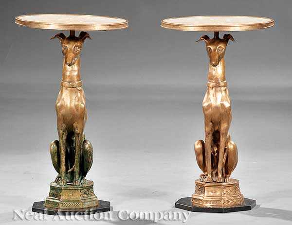 Appraisal: A Pair of Art Deco-Style Gu ridons th c circular