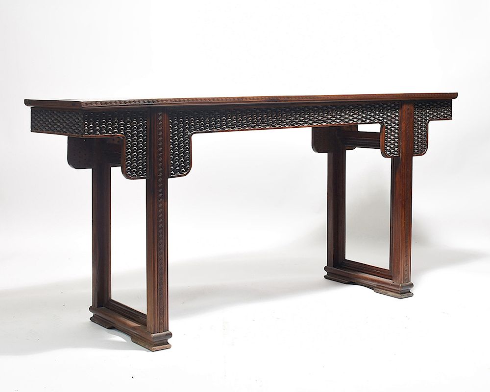 Appraisal: Unusual Chinese hard wood alter table Unusual Chinese hard wood