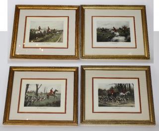 Appraisal: English hand colored hunt scene engravings Lot of George Wright