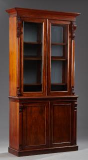 Appraisal: English Carved Mahogany Bookcase Cupboard th c English Carved Mahogany