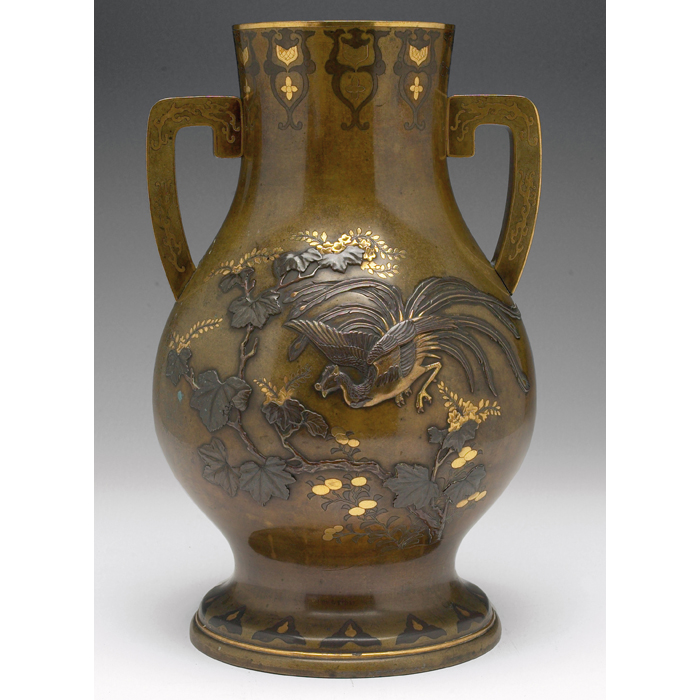 Appraisal: Kanazawa vase attribution double handled shape in bronze with an