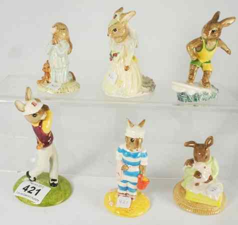 Appraisal: Royal Doulton Bunnykins Figures The Golfer DB Bedtime DB Bride