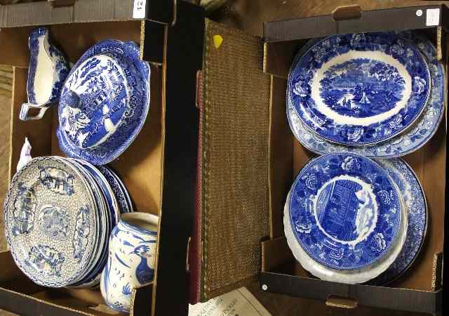 Appraisal: Two Trays of various Blue and White Wares to include