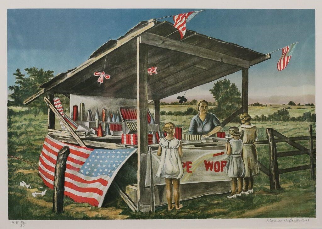 Appraisal: Clarence Holbrook Carter American Ohio - Lithograph of a fireworks