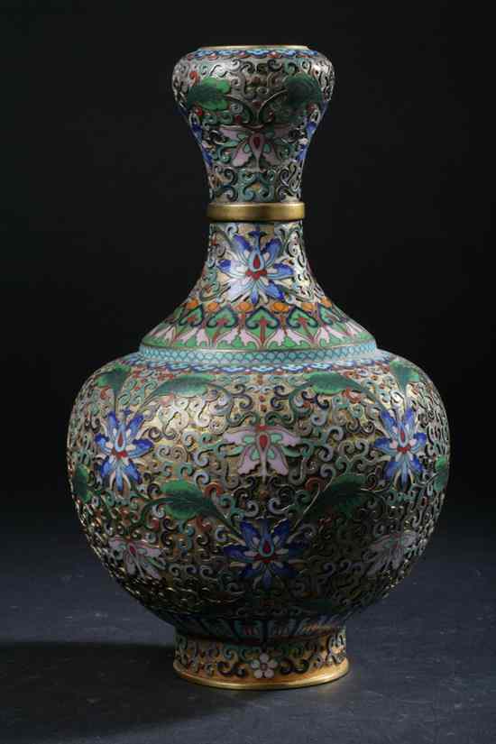 Appraisal: CHINESE CLOISONN ENAMEL VASE Floral decoration - in high