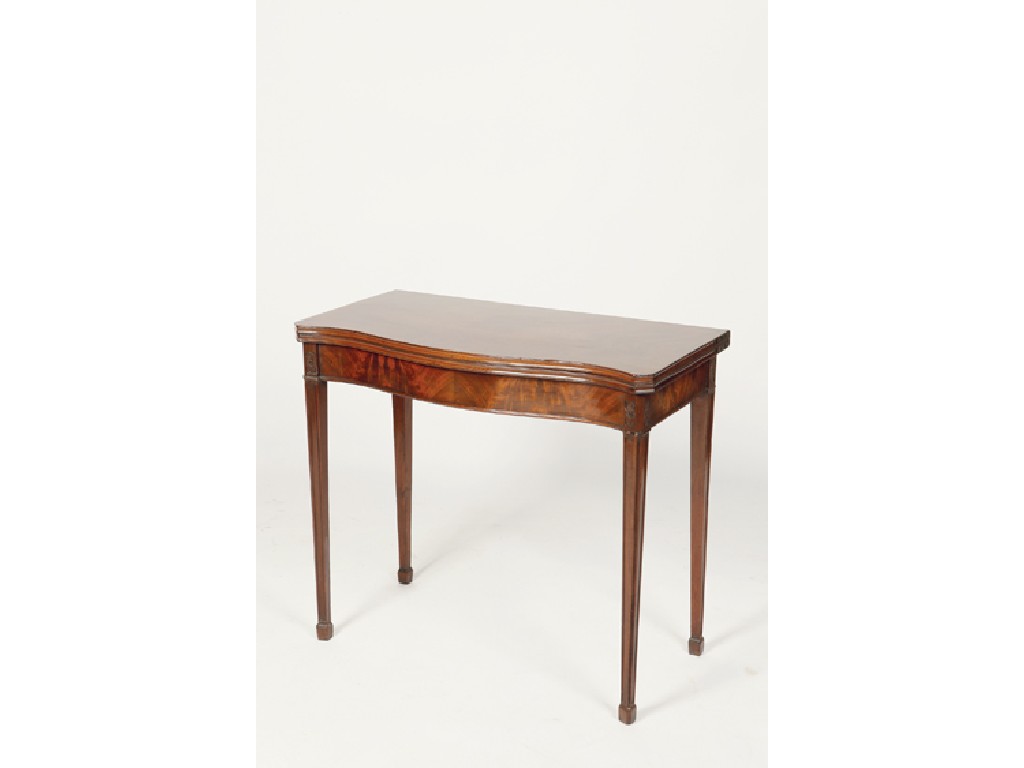 Appraisal: A GEORGE III MAHOGANY FOLD TOP CARD TABLE the shaped