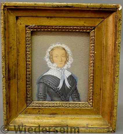 Appraisal: Watercolor portrait of a woman wearing a white and blue