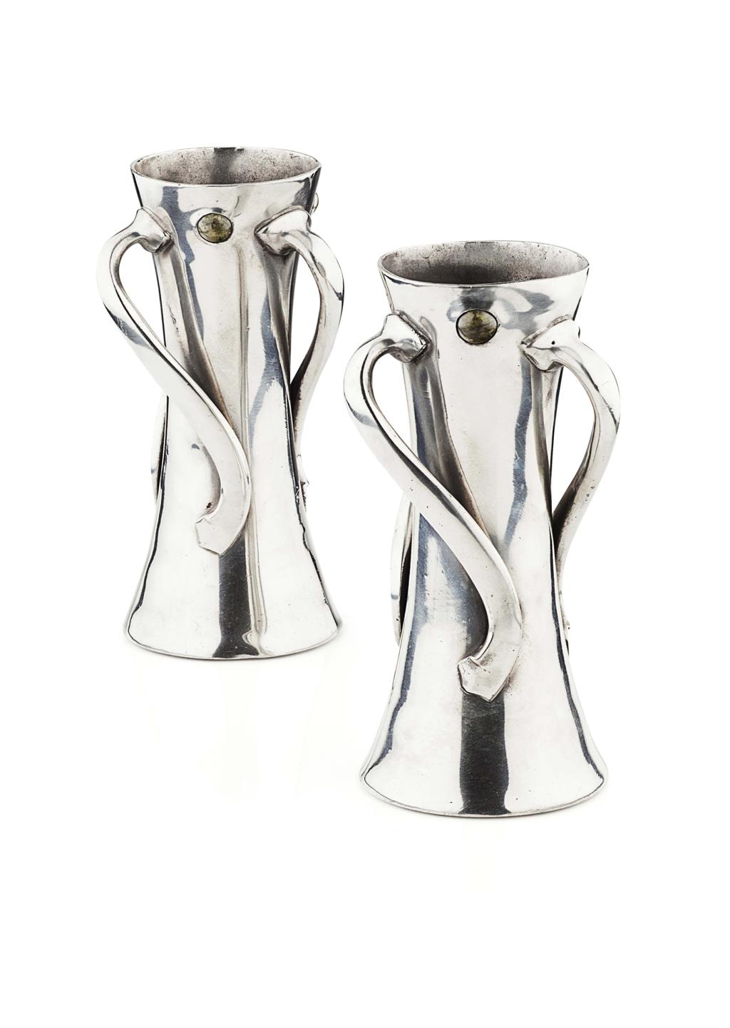 Appraisal: LIBERTY CO LONDON PAIR OF 'TUDRIC' PEWTER VASES CIRCA each