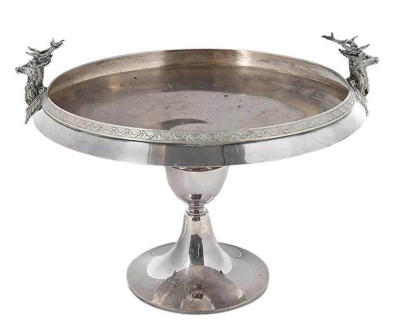 Appraisal: Gorham Saxon Silver Plate Tazza American c round with swag