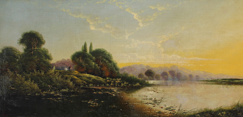 Appraisal: LATE TH C RIVER LANDSCAPE PAINTING BODINGTON Oil Canvas ''