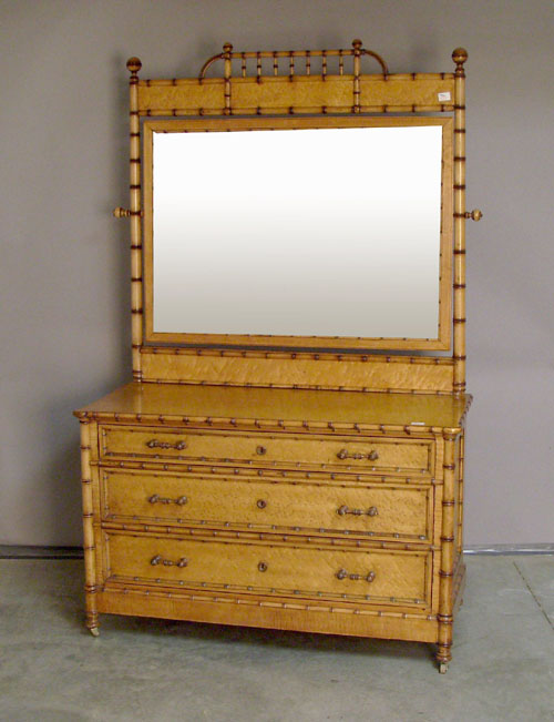 Appraisal: Victorian birds eye maple dresser with mirror h x d