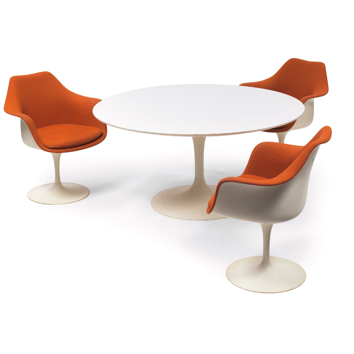 Appraisal: Eero Saarinen Pedestal dining table and three chairs by Knoll