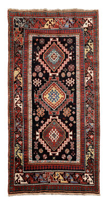 Appraisal: Kazak Rug mid th century three serrated diamond medallions on