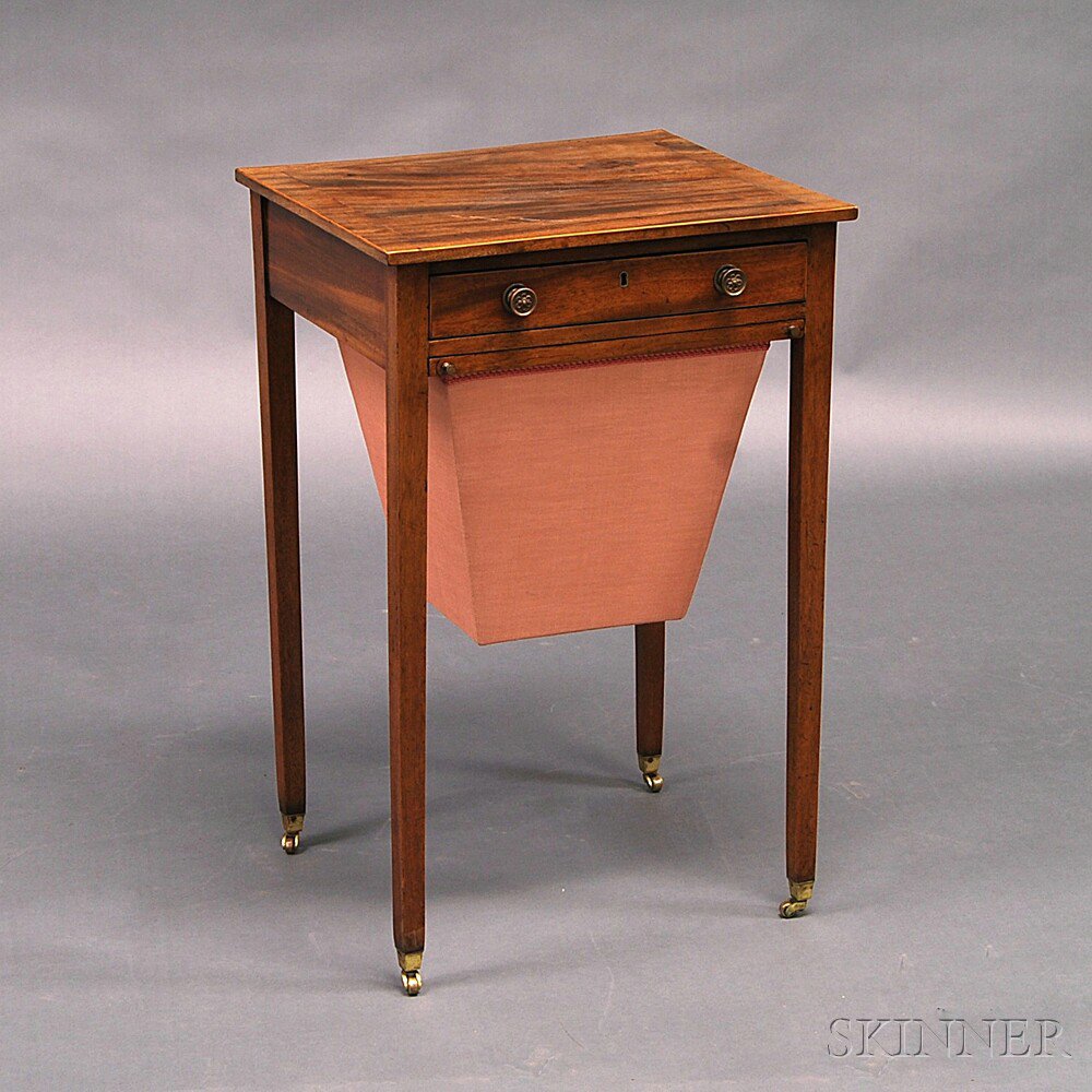 Appraisal: Federal Inlaid Mahogany Sewing Stand mid-Atlantic states early th century