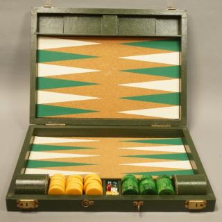 Appraisal: Boxed Backgammon Game Case Bakelite playing piec Boxed Backgammon Game