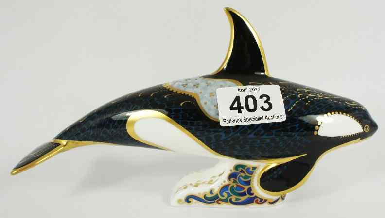 Appraisal: Royal Crown Derby Paperweight Fair Orca Killer Whale Boxed