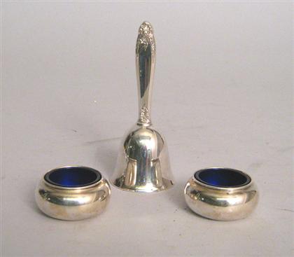 Appraisal: Sterling silver dinner bell Marked Prelude International Sterling together with