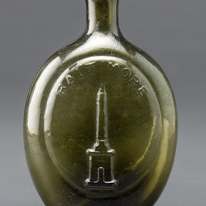 Appraisal: A Molded-Glass Flask in Yellow-Green by the Baltimore Glass Works